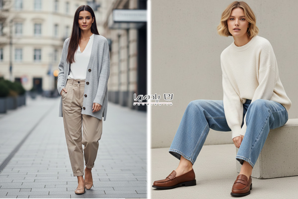 کفشهای تخت و کالج با شلوار بگ