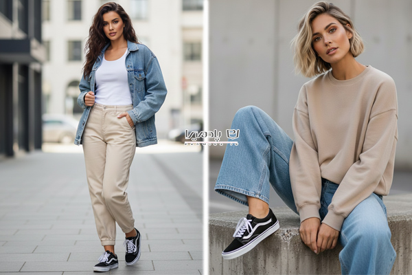 کفش ونس با شلوار نیم بگ و بگ