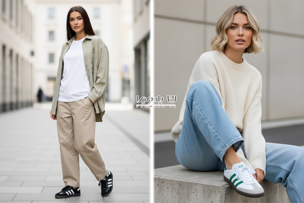 استایل با شلوار بگ و کفش سامبا