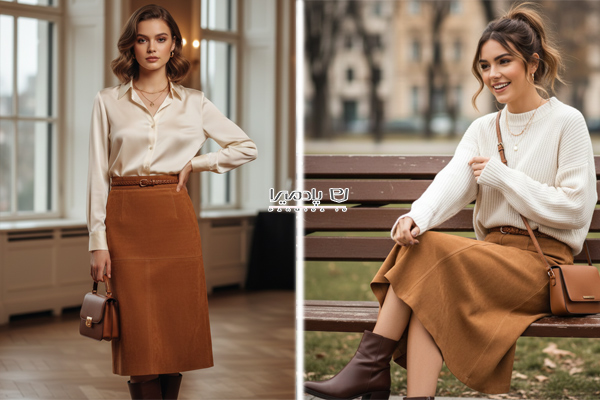 ست کردن دامن جیر با بلوز و اکسسوری