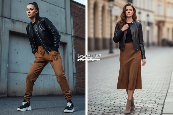 ست کردن لباس جیر با چرم