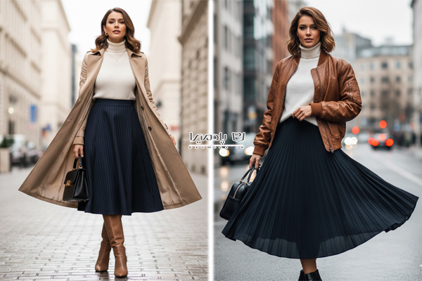 دامن با ترنچ کت و بامبرجکت