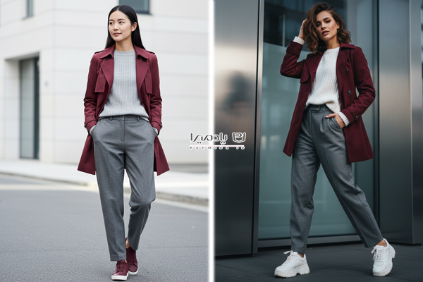 ترنچ کت کوتاه زرشکی