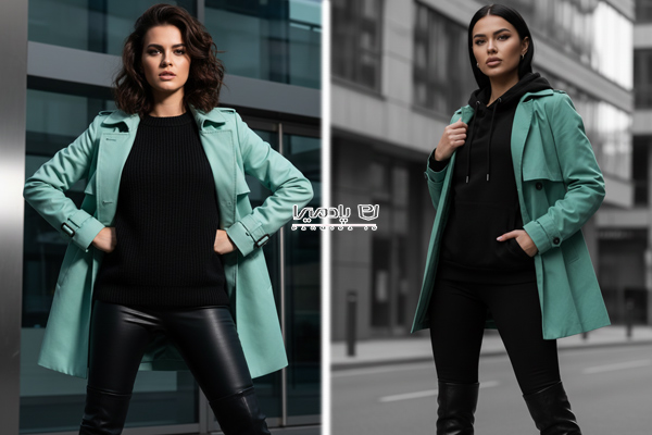 استایل با ترنچ کت کوتاه زرشکی