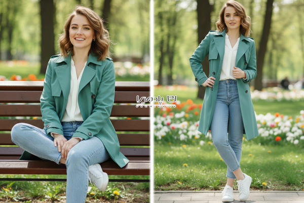 استایل با ترنچ کت کوتاه سدری