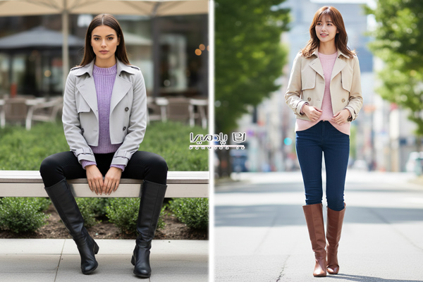 ترنچ کت کوتاه با شلوار اسکینی 