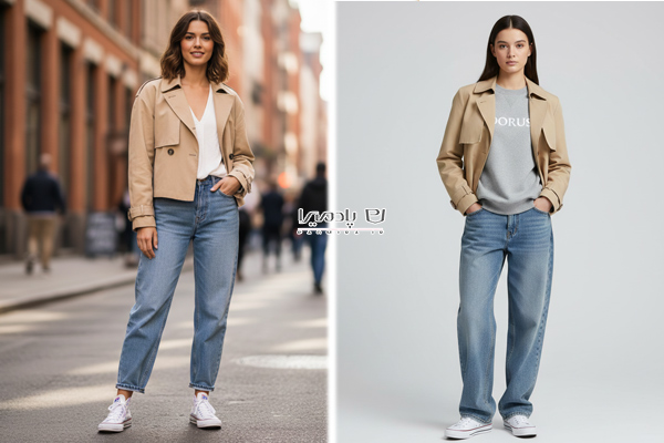 ترنچ کت کوتاه با شلوار بگ و نیم بگ 