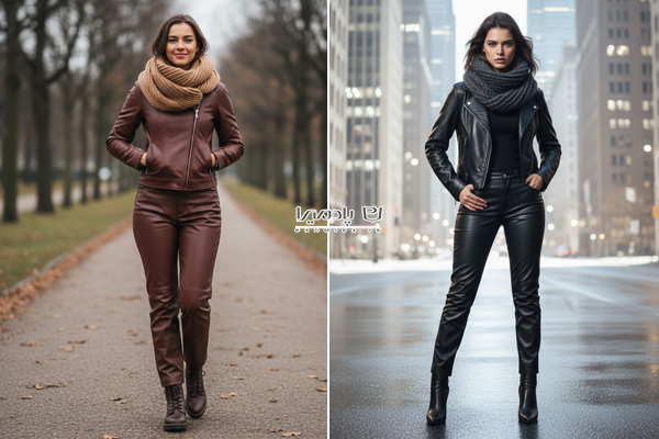 ست کاپشن و شلوار چرم