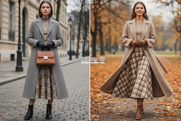 دامن کلوش کشمیر چهارخونه