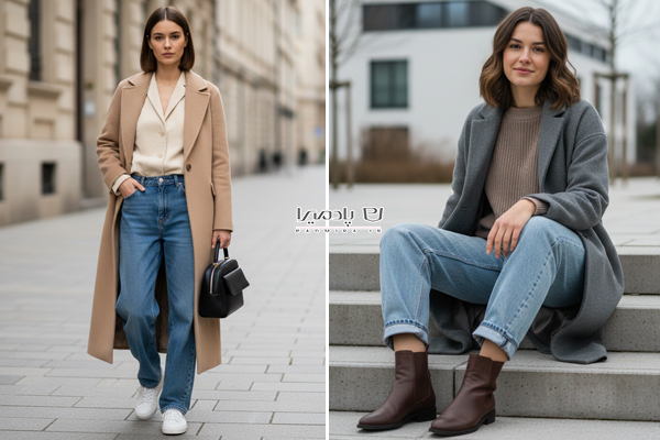 پالتو فوتر بلند و شلوار لی بَگ