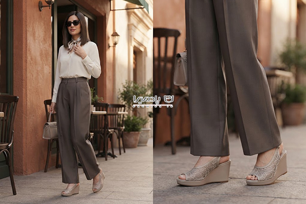 صندل لژدار و شلوار پارچه‌ای